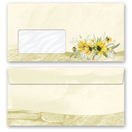 GELBE SONNENBLUMEN Briefpapier Sets Natur CLASSIC Briefpapier Set, 100 tlg., DIN A4 & DIN LANG im Set., SMC-8363-100