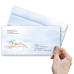 Briefumschläge WINTERLANDSCHAFT - 25 Stück DIN LANG (ohne Fenster)