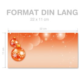 MERRY CHRISTMAS Briefumschläge Weinachtsbriefumschläge CLASSIC 25 Briefumschläge (ohne Fenster), DIN LANG (220x110 mm), DLOF-8321-25