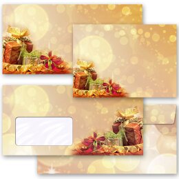 Briefumschläge WEIHNACHTSGESCHENKE - 25 Stück DIN LANG (mit Fenster)