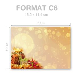 Briefumschläge Weihnachten, WEIHNACHTSGESCHENKE 50 Briefumschläge - DIN C6 (162x114 mm) | selbstklebend | Online bestellen! | Paper-Media