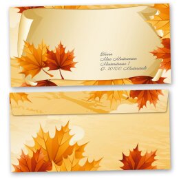 Briefumschläge Jahreszeiten - Herbst, HERBSTBLÄTTER 25 Briefumschläge (ohne Fenster) - DIN LANG (220x110 mm) | selbstklebend | Online bestellen! | Paper-Media