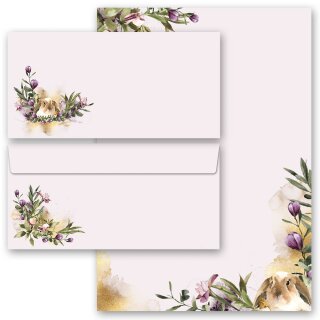 Briefpapier Set BLUMENNEST - 20-tlg. DL (ohne Fenster) Blumen & Blüten, Tierwelt, Osterpapier, Paper-Media