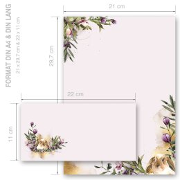 Briefpapier Set BLUMENNEST - 20-tlg. DL (ohne Fenster)