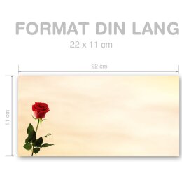 BACCARA ROSEN Briefumschläge Rosenmotiv CLASSIC 25 Briefumschläge (ohne Fenster), DIN LANG (220x110 mm), DLOF-8205-25