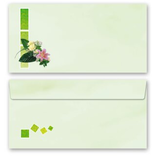 Briefumschläge Blumen & Blüten, BLUMENGRÜSSE 25 Briefumschläge (ohne Fenster) - DIN LANG (220x110 mm) | selbstklebend | Online bestellen! | Paper-Media