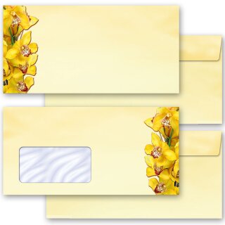 Briefumschläge GELBE ORCHIDEEN - 25 Stück DIN LANG (ohne Fenster)