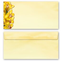 Briefumschläge GELBE ORCHIDEEN - 25 Stück DIN LANG (ohne Fenster) Blumen & Blüten, Blumenmotiv, Paper-Media