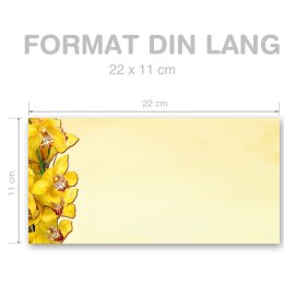 GELBE ORCHIDEEN Briefumschläge Blumenmotiv CLASSIC 25 Briefumschläge (ohne Fenster) Paper-Media DLOF-8208-25