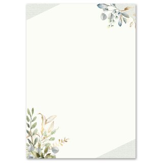Briefpapier GRÜNE ZWEIGE - DIN A4 Format 20 Blatt Blumen & Blüten, Einladung, Paper-Media