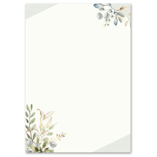 Briefpapier GRÜNE ZWEIGE - DIN A4 Format 100 Blatt Blumen & Blüten, Einladung, Paper-Media