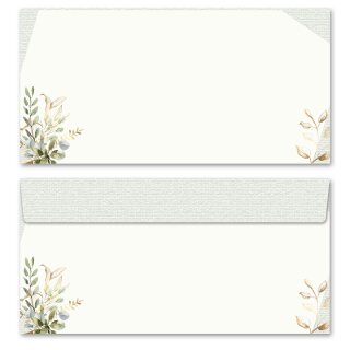 Briefumschläge GRÜNE ZWEIGE - 50 Stück DIN LANG (ohne Fenster) Blumen & Blüten, Einladung, Paper-Media