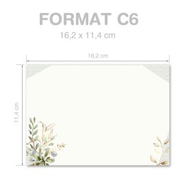 Briefumschläge Blumen & Blüten, GRÜNE ZWEIGE 10 Briefumschläge - DIN C6 (162x114 mm) | selbstklebend | Online bestellen! | Paper-Media