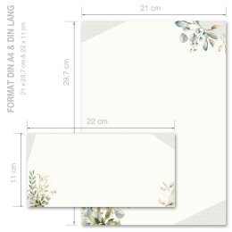 Briefpapier Set GRÜNE ZWEIGE - 100-tlg. DL (ohne Fenster)