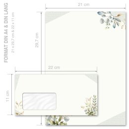 Briefpapier Set GRÜNE ZWEIGE - 200-tlg. DL (mit Fenster)