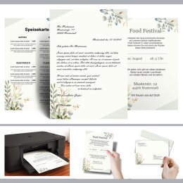 Briefpapier Set GRÜNE ZWEIGE - 200-tlg. DL (mit Fenster)