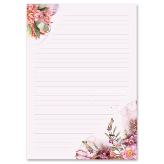 Briefpapier BLÜTENZEIT - DIN A4 Format 20 Blatt Blumen & Blüten, Liebesbrief, Paper-Media