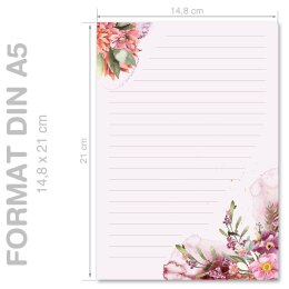 Briefpapier - Motiv BLÜTENZEIT | Blumen & Blüten | Hochwertiges DIN A5 Briefpapier - 100 Blatt | 90 g/m² | einseitig bedruckt | Online bestellen!