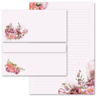 Briefpapier Set BLÜTENZEIT - 40-tlg. DL (ohne Fenster) Blumen & Blüten, Sommermotiv, Paper-Media