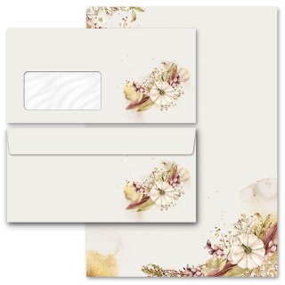 Briefpapier Set HERBSTGARTEN - 40-tlg. DL (mit Fenster) Blumen & Blüten, Jahreszeiten - Herbst, Kürbis, Paper-Media