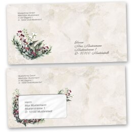 Briefumschläge Weihnachten, MISTELZWEIGE 10 Briefumschläge (ohne Fenster) - DIN LANG (220x110 mm) | selbstklebend | Online bestellen! | Paper-Media