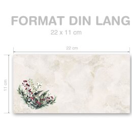 MISTELZWEIGE Briefumschläge Weihnachtswelt CLASSIC 10 Briefumschläge (ohne Fenster), DIN LANG (220x110 mm), DLOF-7003-10