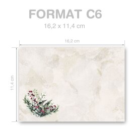 Briefumschläge Weihnachten, MISTELZWEIGE 50 Briefumschläge - DIN C6 (162x114 mm) | selbstklebend | Online bestellen! | Paper-Media