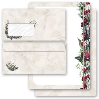 Motiv-Briefpapier Set MISTELZWEIGE - 40-tlg. DL (mit Fenster) Weihnachten, Weihnachtsmotiv, Paper-Media