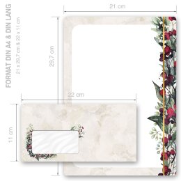 Briefpapier Set MISTELZWEIGE - 40-tlg. DL (mit Fenster)