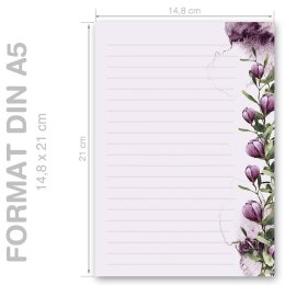 Briefpapier - Motiv KROKUSSE | Blumen & Blüten | Hochwertiges DIN A5 Briefpapier - 50 Blatt | 90 g/m² | einseitig bedruckt | Online bestellen!