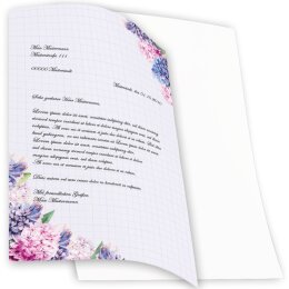 Briefpapier - Motiv HYAZINTHEN | Blumen & Blüten | Hochwertiges DIN A4 Briefpapier - 20 Blatt | 90 g/m² | einseitig bedruckt | Online bestellen!