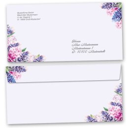 Briefumschläge Blumen & Blüten, HYAZINTHEN 10 Briefumschläge (ohne Fenster) - DIN LANG (220x110 mm) | selbstklebend | Online bestellen! | Paper-Media