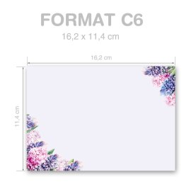 Briefumschläge Blumen & Blüten, HYAZINTHEN 25 Briefumschläge - DIN C6 (162x114 mm) | selbstklebend | Online bestellen! | Paper-Media