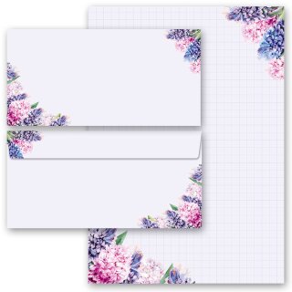 Briefpapier Set HYAZINTHEN - 100-tlg. DL (ohne Fenster) Blumen & Blüten, Geschenkset, Paper-Media