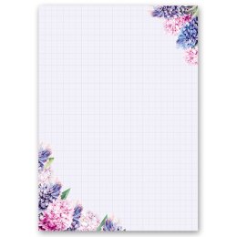 Briefpapier-Sets Blumen & Blüten, HYAZINTHEN Briefpapier Set, 100 tlg. - DIN A4 & DIN LANG im Set. | Online bestellen! | Paper-Media