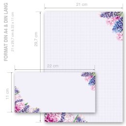 Briefpapier Set HYAZINTHEN - 100-tlg. DL (ohne Fenster)
