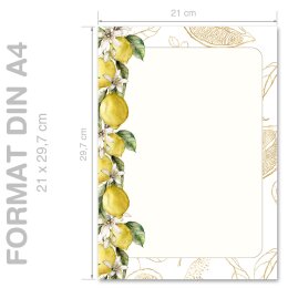Motivpapier ZITRONEN - DIN A4 Format 20 Blatt