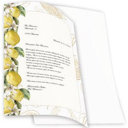 Briefpapier - Motiv ZITRONEN | Essen & Trinken | Hochwertiges DIN A4 Briefpapier - 100 Blatt | 90 g/m² | einseitig bedruckt | Online bestellen!