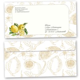Briefumschläge Essen & Trinken, ZITRONEN 50 Briefumschläge (ohne Fenster) - DIN LANG (220x110 mm) | selbstklebend | Online bestellen! | Paper-Media