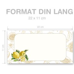 ZITRONEN Briefumschläge Obst-Früchte CLASSIC 50 Briefumschläge (ohne Fenster), DIN LANG (220x110 mm), DLOF-8372-50
