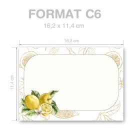 Briefumschläge Essen & Trinken, ZITRONEN 50 Briefumschläge - DIN C6 (162x114 mm) | selbstklebend | Online bestellen! | Paper-Media