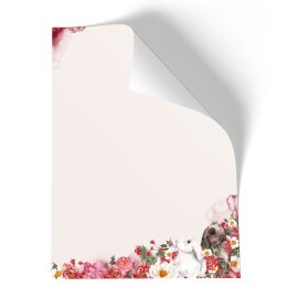 Briefpapier - Motiv BLUMENHASEN | Blumen & Blüten | Hochwertiges DIN A4 Briefpapier - 100 Blatt | 90 g/m² | einseitig bedruckt | Online bestellen!