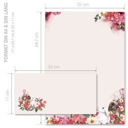 Briefpapier Set BLUMENHASEN - 40-tlg. DL (ohne Fenster)