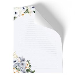 Briefpapier - Motiv HASENWIESE | Blumen & Blüten, Tierwelt | Hochwertiges DIN A4 Briefpapier - 50 Blatt | 90 g/m² | einseitig bedruckt | Online bestellen!