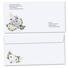Briefumschläge Blumen & Blüten, HASENWIESE 10 Briefumschläge (ohne Fenster) - DIN LANG (220x110 mm) | selbstklebend | Online bestellen! | Paper-Media