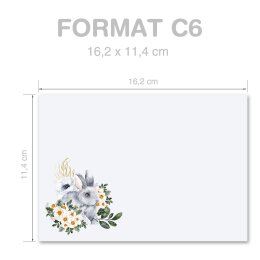 Briefumschläge Blumen & Blüten, HASENWIESE 10 Briefumschläge - DIN C6 (162x114 mm) | selbstklebend | Online bestellen! | Paper-Media