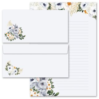 Briefpapier Set HASENWIESE - 100-tlg. DL (ohne Fenster) Blumen & Blüten, Tierwelt, Tiere, Paper-Media