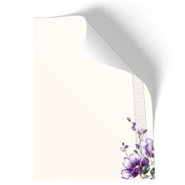 LILA BLUMEN Briefpapier Blumenmotiv CLASSIC , DIN A4, DIN A5 & DIN A6, MBC-8375