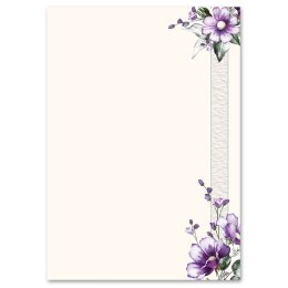 Briefpapier LILA BLUMEN - DIN A4 Format 20 Blatt Blumen...