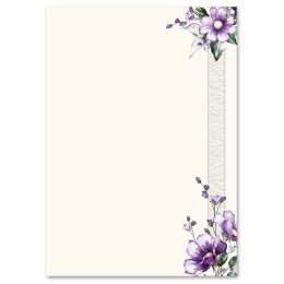 Briefpapier LILA BLUMEN - DIN A4 Format 50 Blatt Blumen & Blüten, Blumenmotiv, Paper-Media